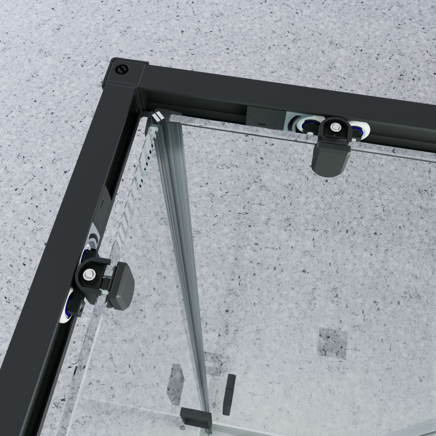 Душевой уголок 100х100 см черный профиль прозрачное стекло 6 мм