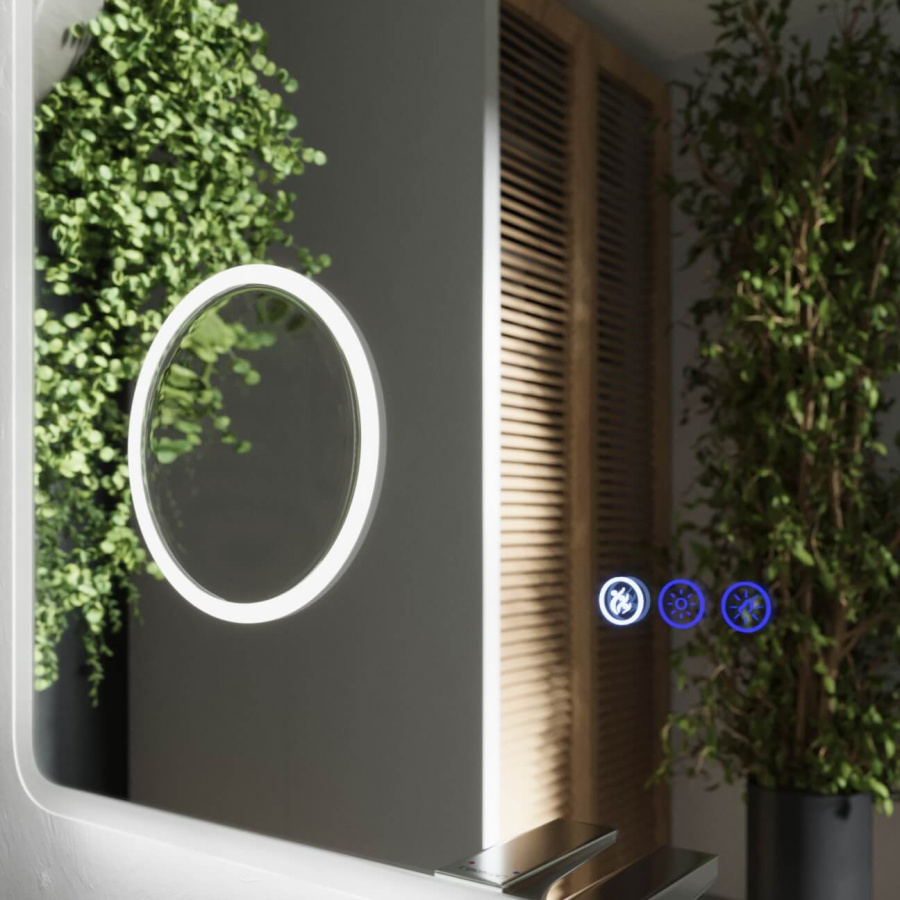 Зеркало DENALI 800х600 с фронтальной подсветкой и часами