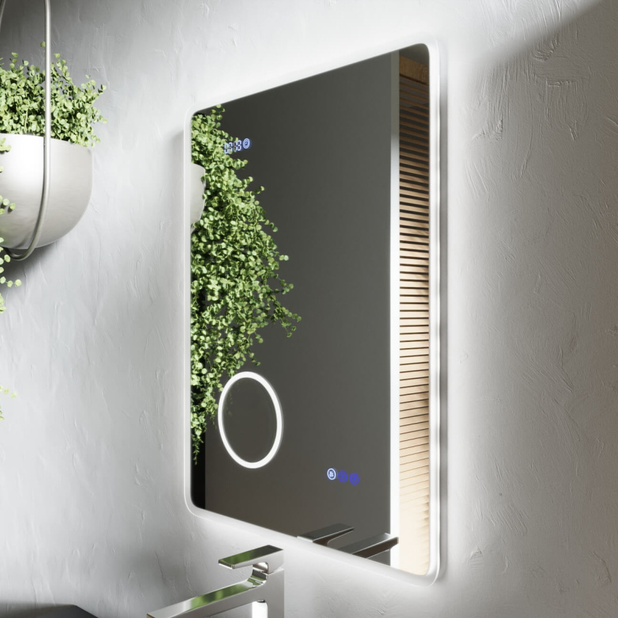 Зеркало DENALI 800х600 с фронтальной подсветкой и часами