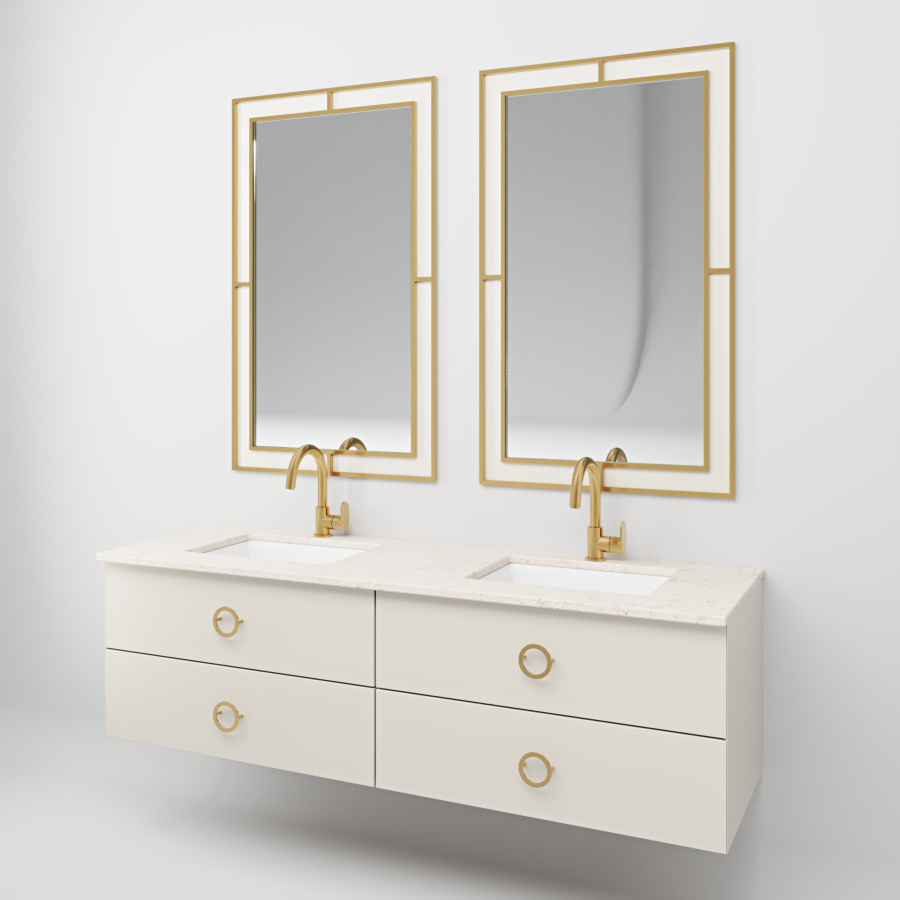 Тумба подвесная со столешницей BELLO 1600 2 раковины