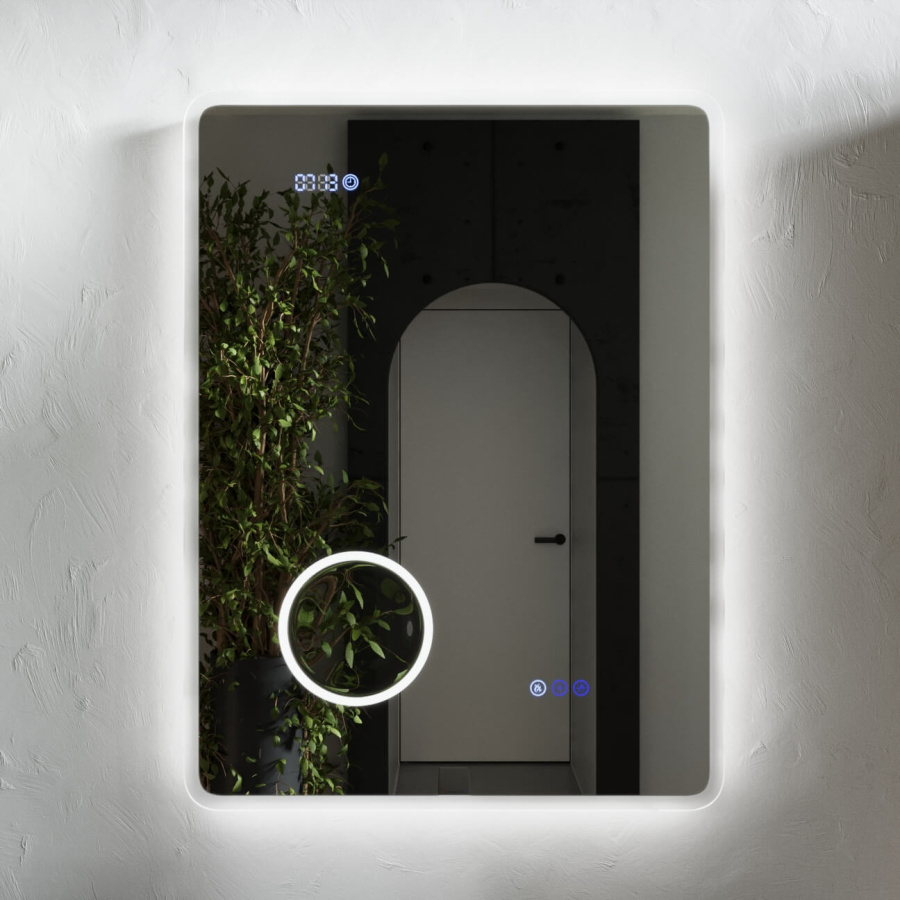 Зеркало DENALI 800х600 с фронтальной подсветкой и часами