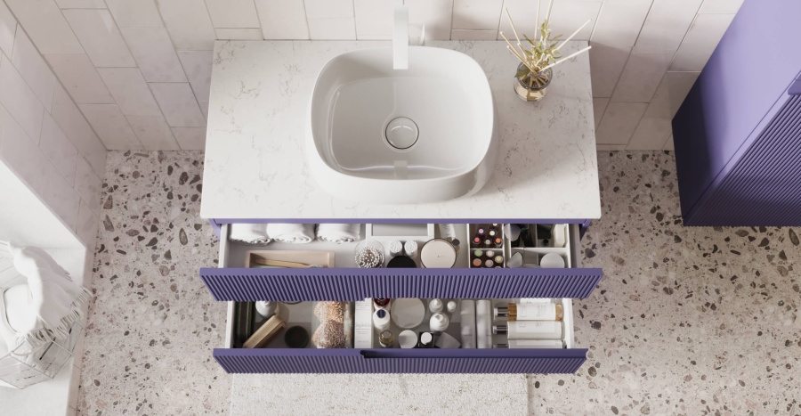 Тумба под раковину подвесная SOLO 1000 с фрезерованными фасадами