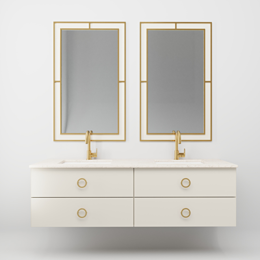 Тумба подвесная со столешницей BELLO 1600 2 раковины