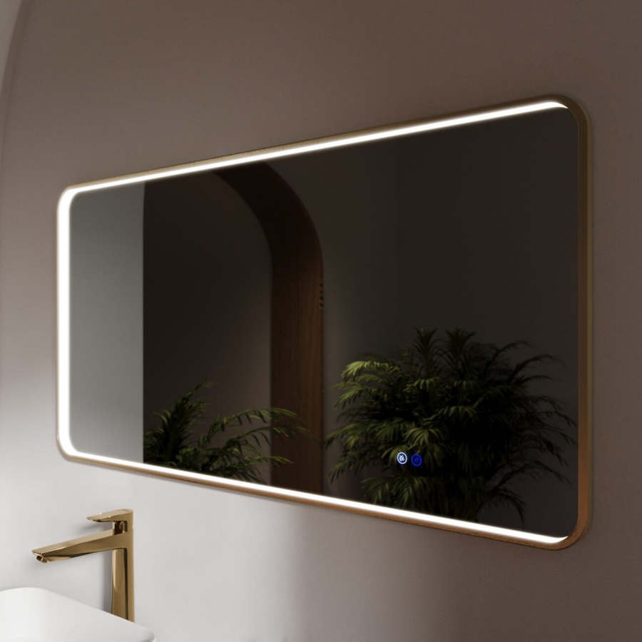 Зеркало с подсветкой и подогревом ELISSE 600x1200 в золотом профиле